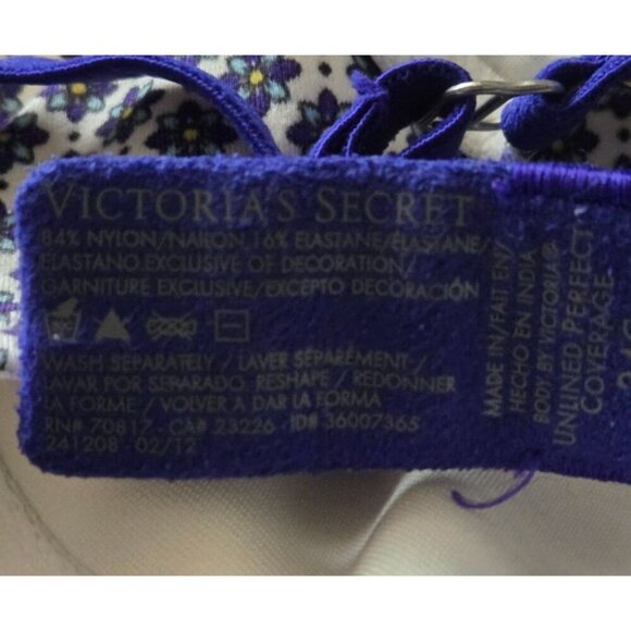 Victoria's Secret unlined Perfect Coverage Underwire floral multicolor bra 34C - Picture 4 of 6